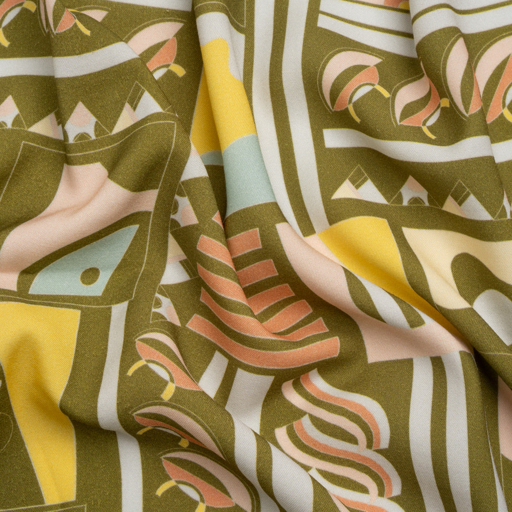 Mood Exclusive Olive Shape of the World Stretch Sustainable Rayon Batiste - Joann Fabrics