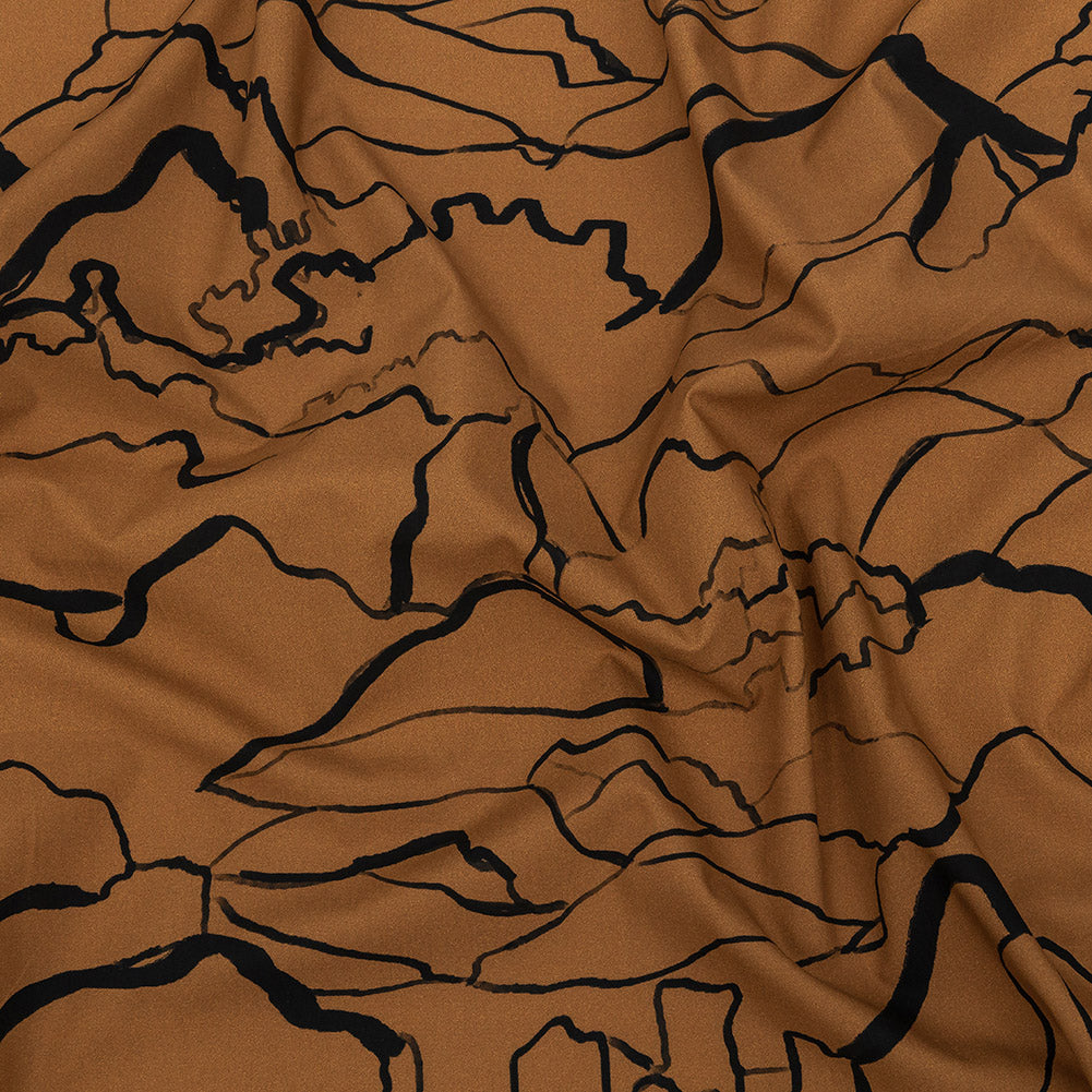 Mood Exclusive Toasted Honey Mountain Brushstrokes Cotton Poplin - Joann Fabrics