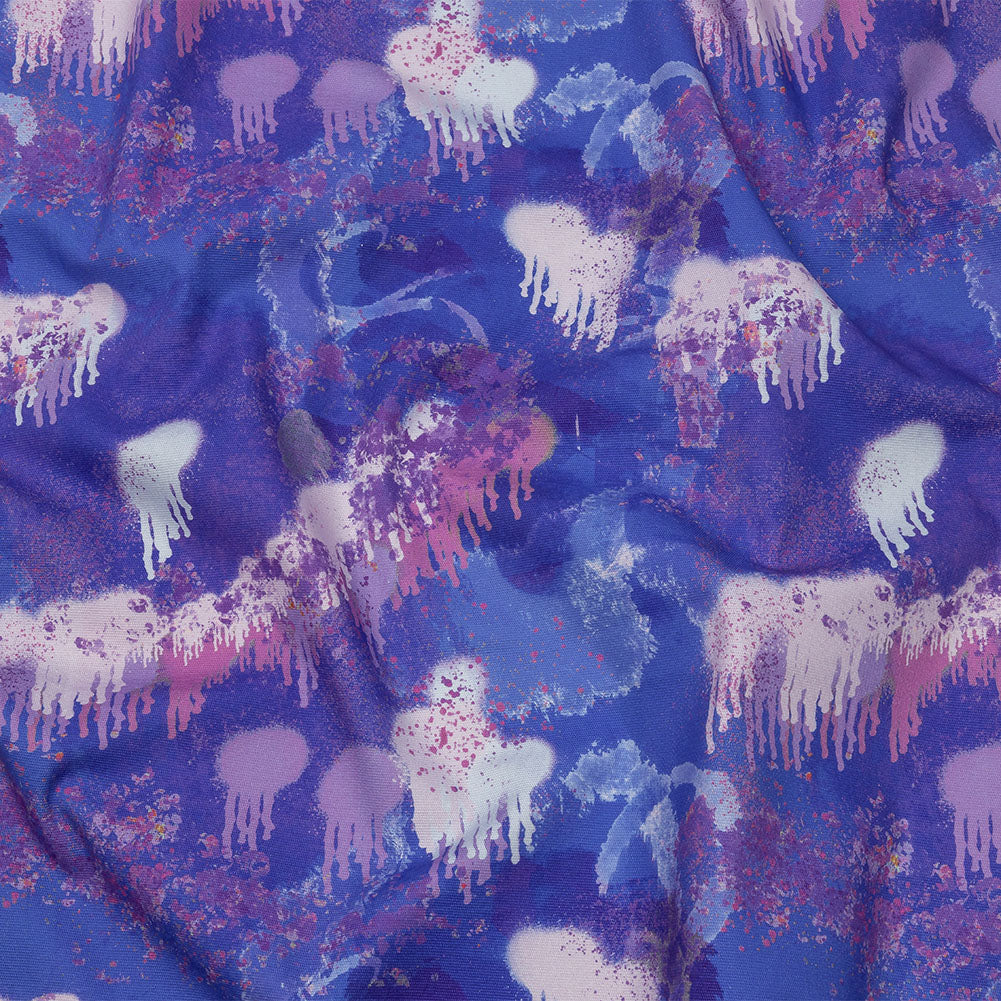 Stretch Cotton Canvas Print - Purple and Blue Spray Paint Blobs - Mood Exclusive Painter's Paradise - Joann Fabrics