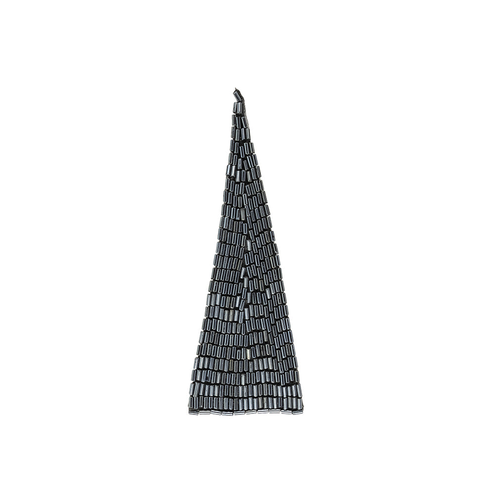 Vintage Gunmetal Bugle Beaded Triangle Applique - 5