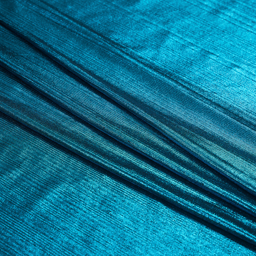 Textured All-Over Foil Knit - Metallic Teal - Lizabet Collection - Joann Fabrics