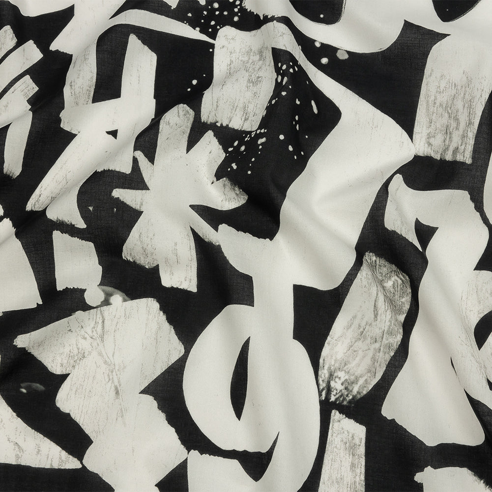 Cotton Voile - Black and White Graffiti Letters - Wall of Fame Print - Mood Exclusive Metro Collection - Joann Fabrics