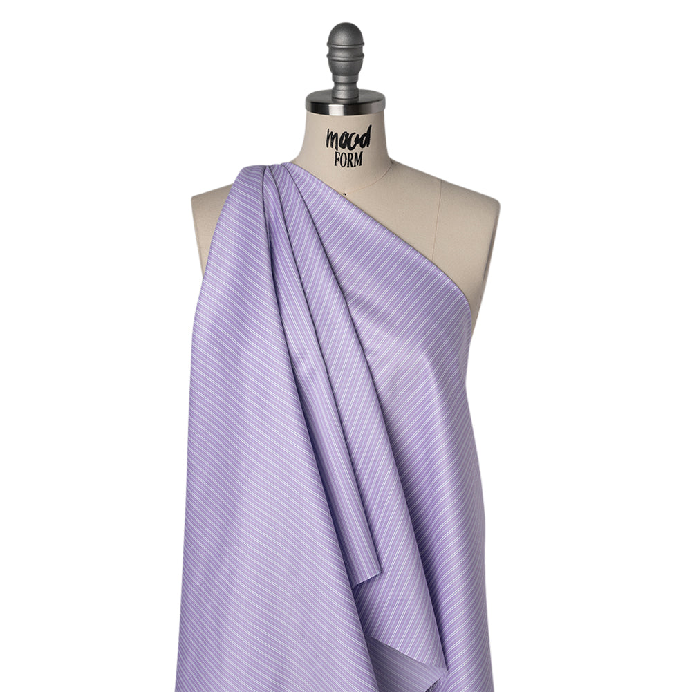 Cotton Twill Shirting - Lavender, White and Light Blue Stripes - Deadstock - Joann Fabrics