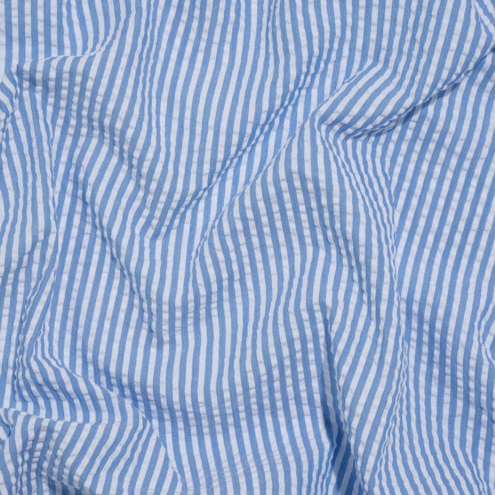 Polyester and Cotton Seersucker - Country Blue and White Candy Stripes - Wylie Collection - Joann Fabrics