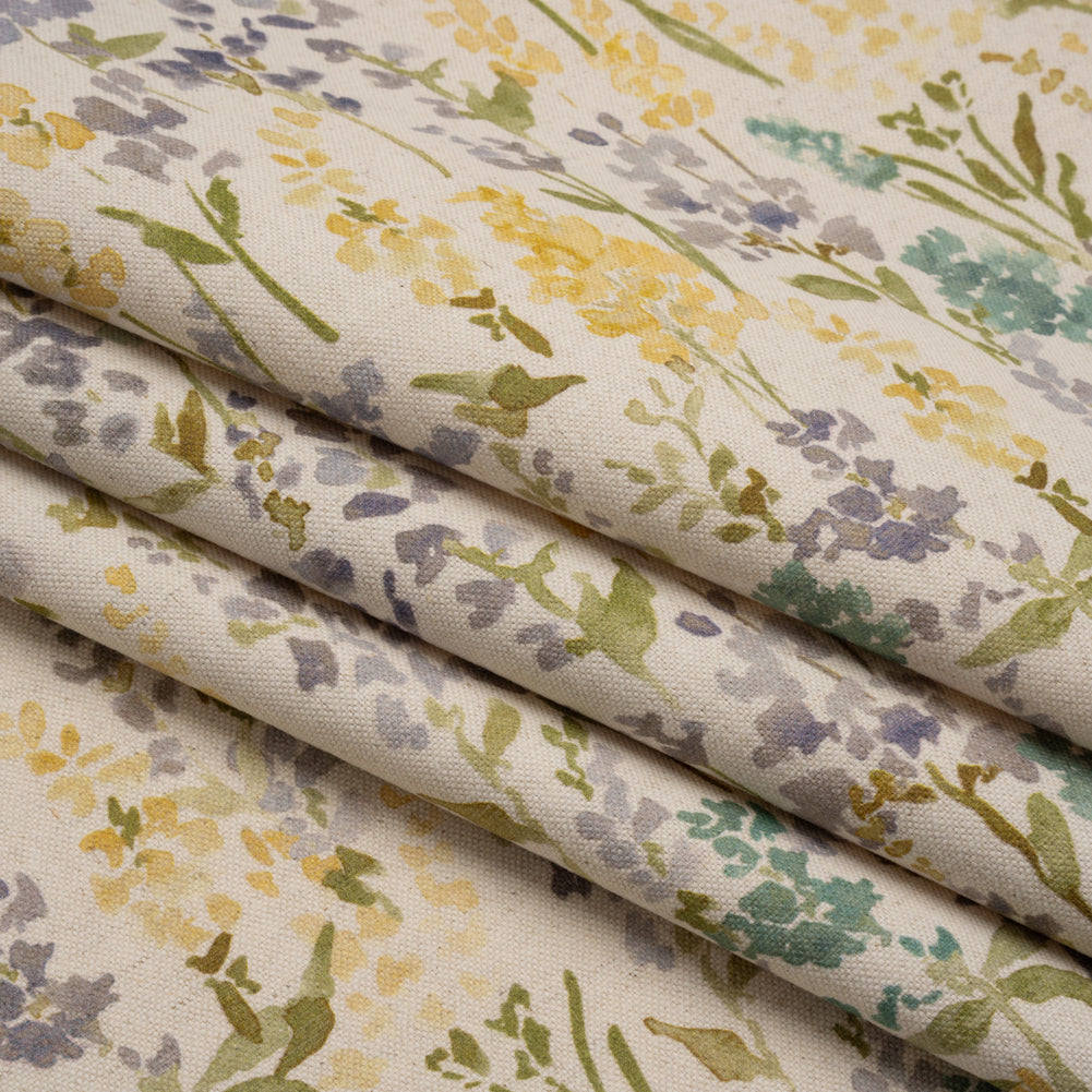 Printed Cotton and Linen Canvas - Heather Painterly Flowers - British Imported - Joann Fabrics