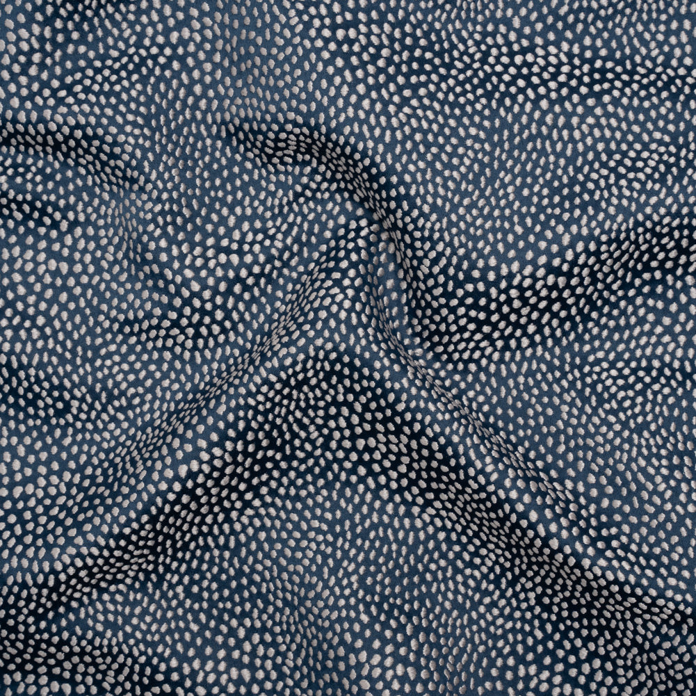 Recycled Polyester Jacquard - Indigo Little All-Over Spots - British Imported - Joann Fabrics