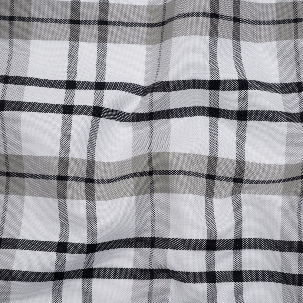 Cotton Oxford Shirting - Dark Navy, Gray and White Plaid - Deadstock - Joann Fabrics