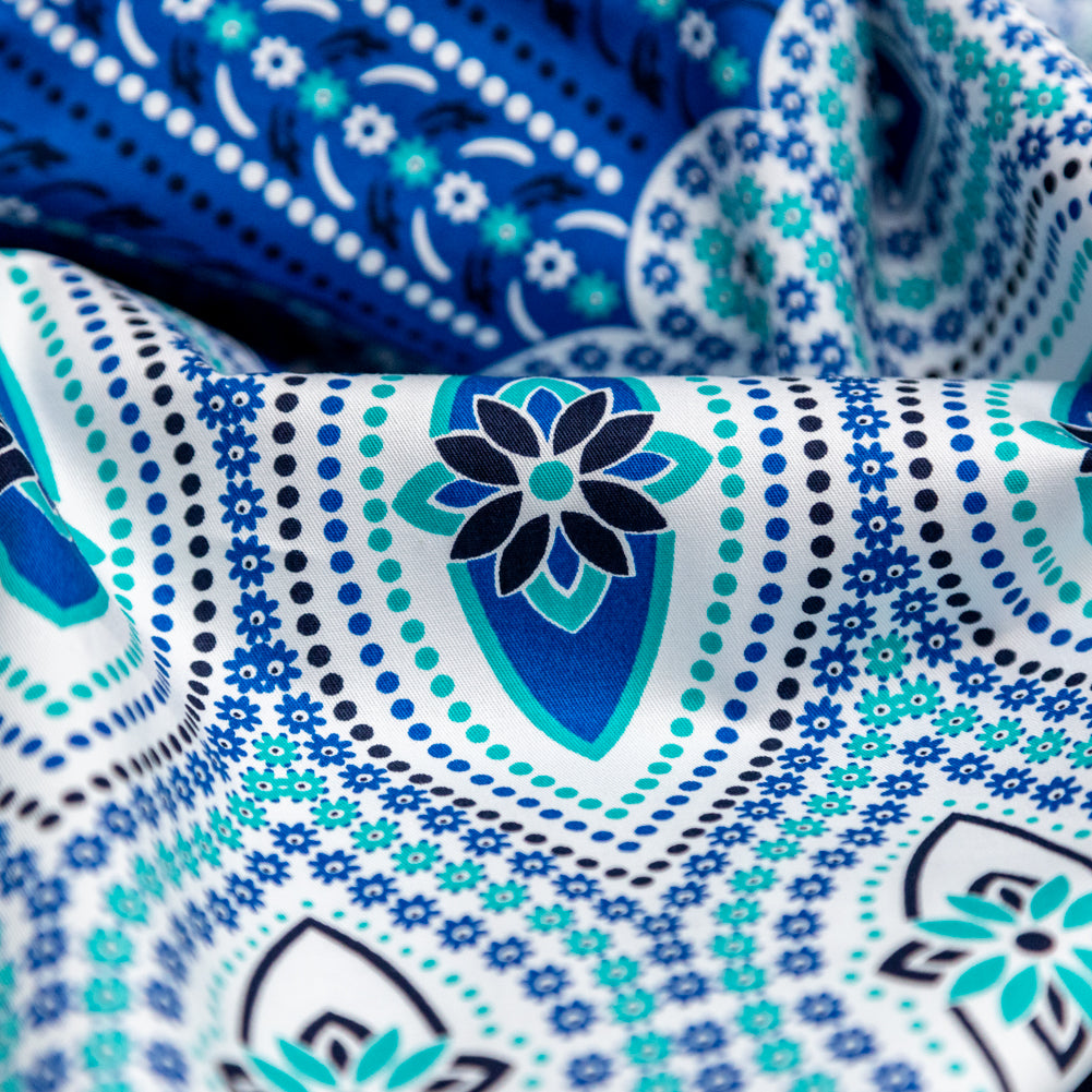 Blue and Sea Green Floral Cotton Twill Panel - Joann Fabrics