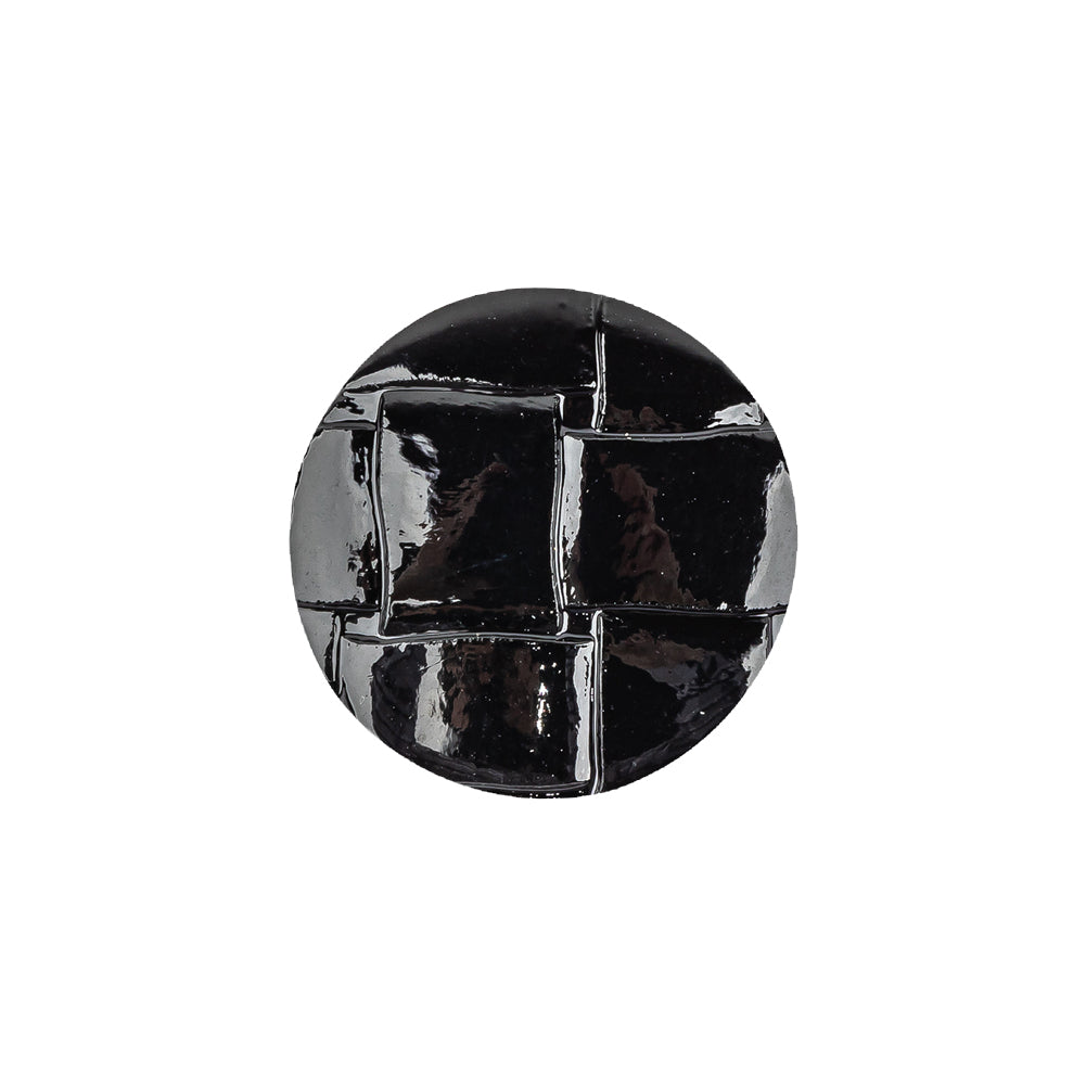 Italian Shiny Black Basketweave Embossed Faux Leather Button - 32L/20mm - Joann Fabrics