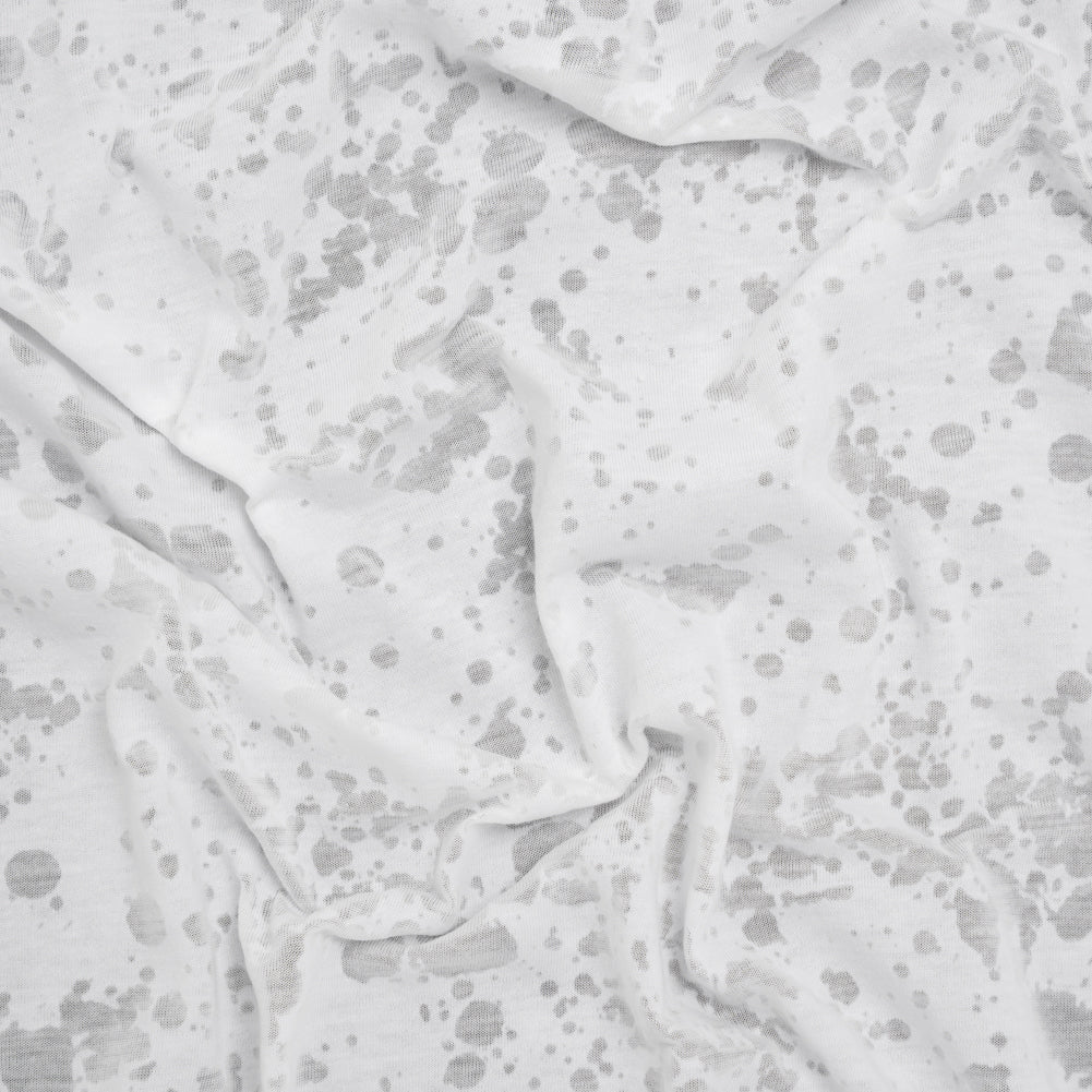 Polyester and Cotton Burnout Jersey - White Splatter Spots - Deadstock - Joann Fabrics