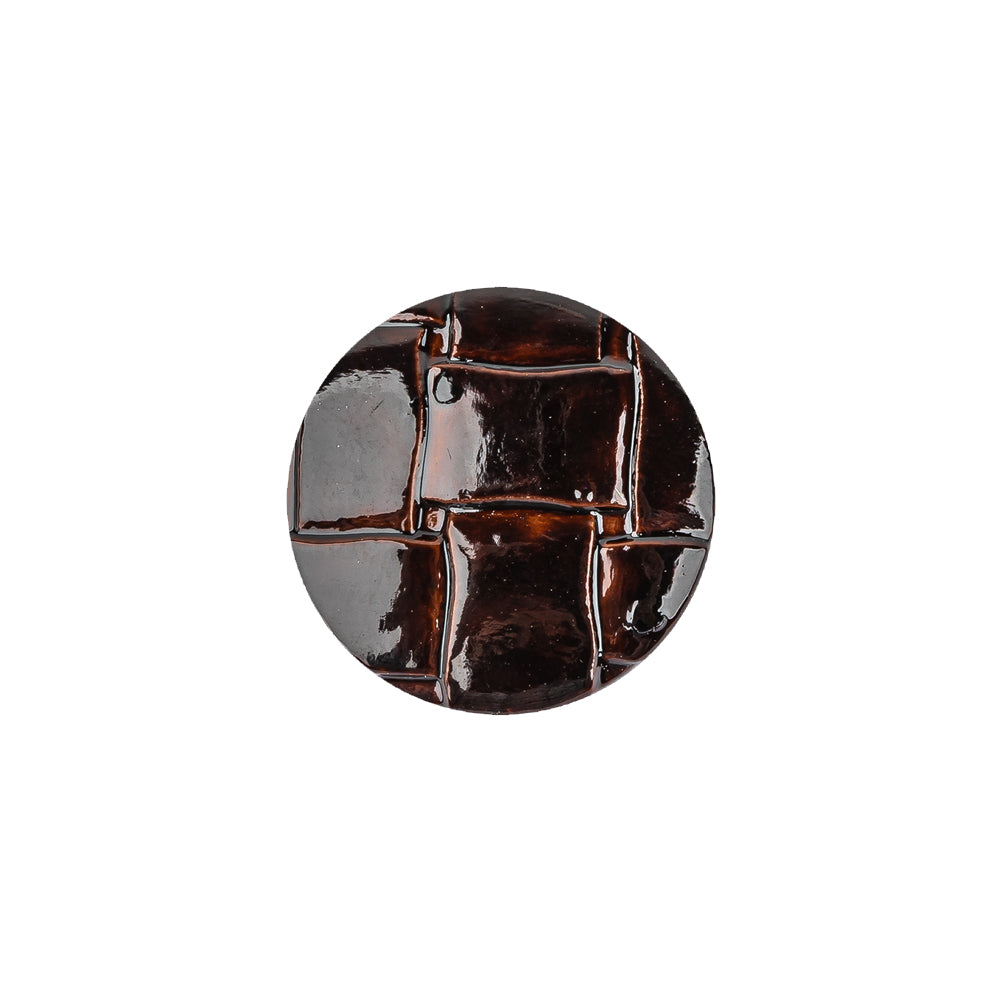 Italian Dark Brown Basketweave Embossed Faux Leather Button - 28L/18mm - Joann Fabrics