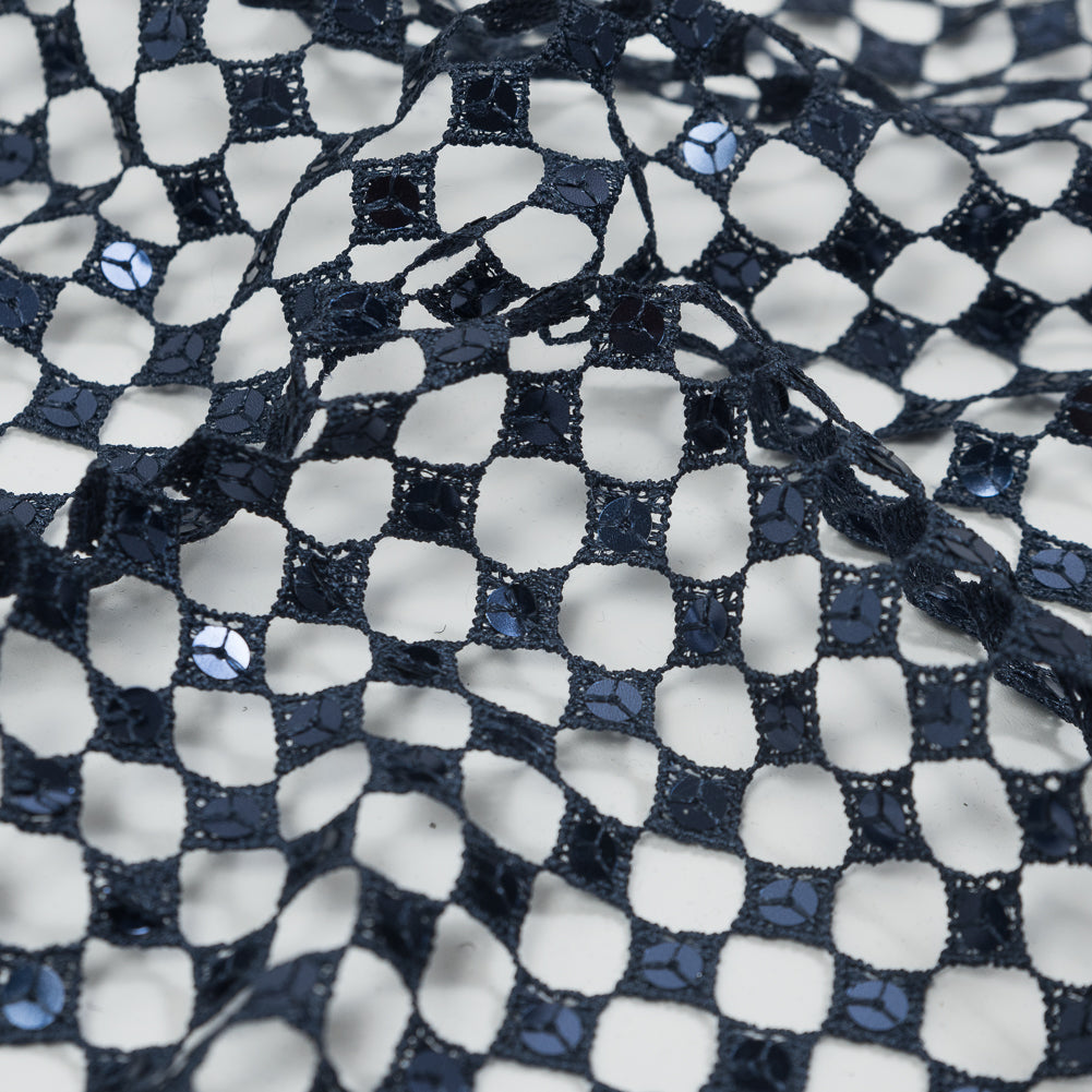 Guipure Lace with Sequins - Navy Geometric - Joann Fabrics
