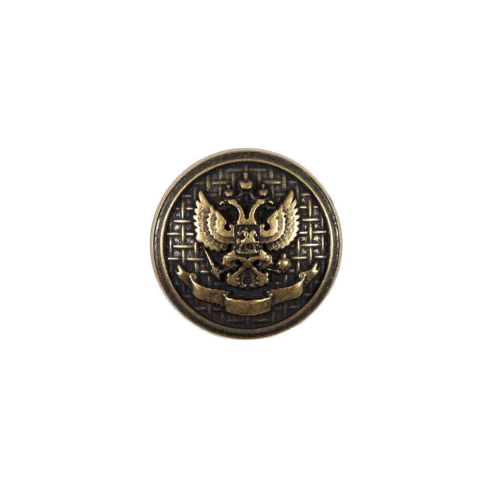 Italian Antique Gold Button with Double-Headed Eagle Emblem - 24L/15mm - Joann Fabrics