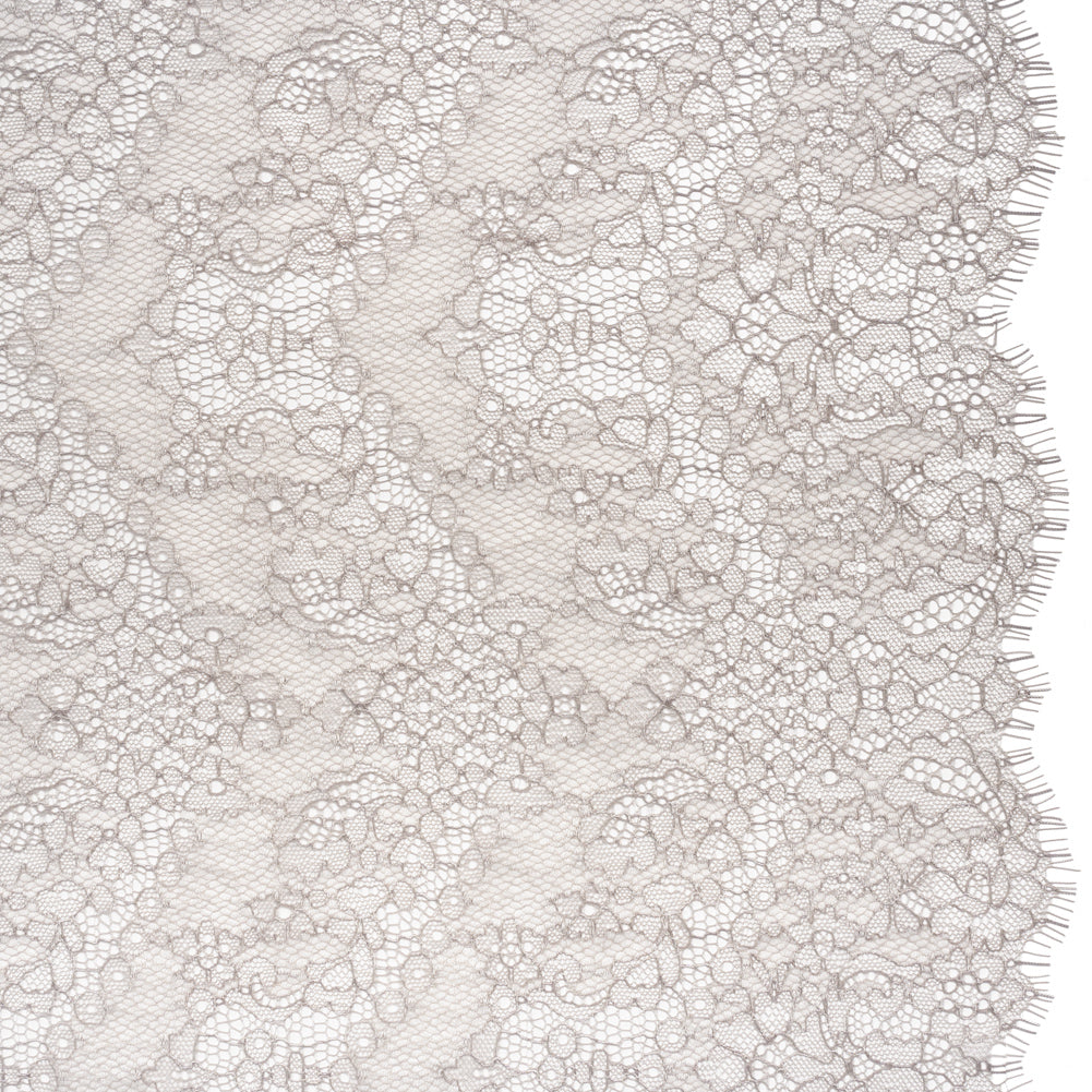 Raschel Lace Panel with Finished Edges - Silver and White Ornate Leafy Chevrons - Joann Fabrics