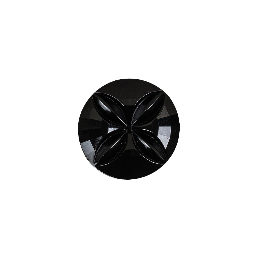 Italian Black Floral Etched Shank Back Button - 24L/15mm - Joann Fabrics