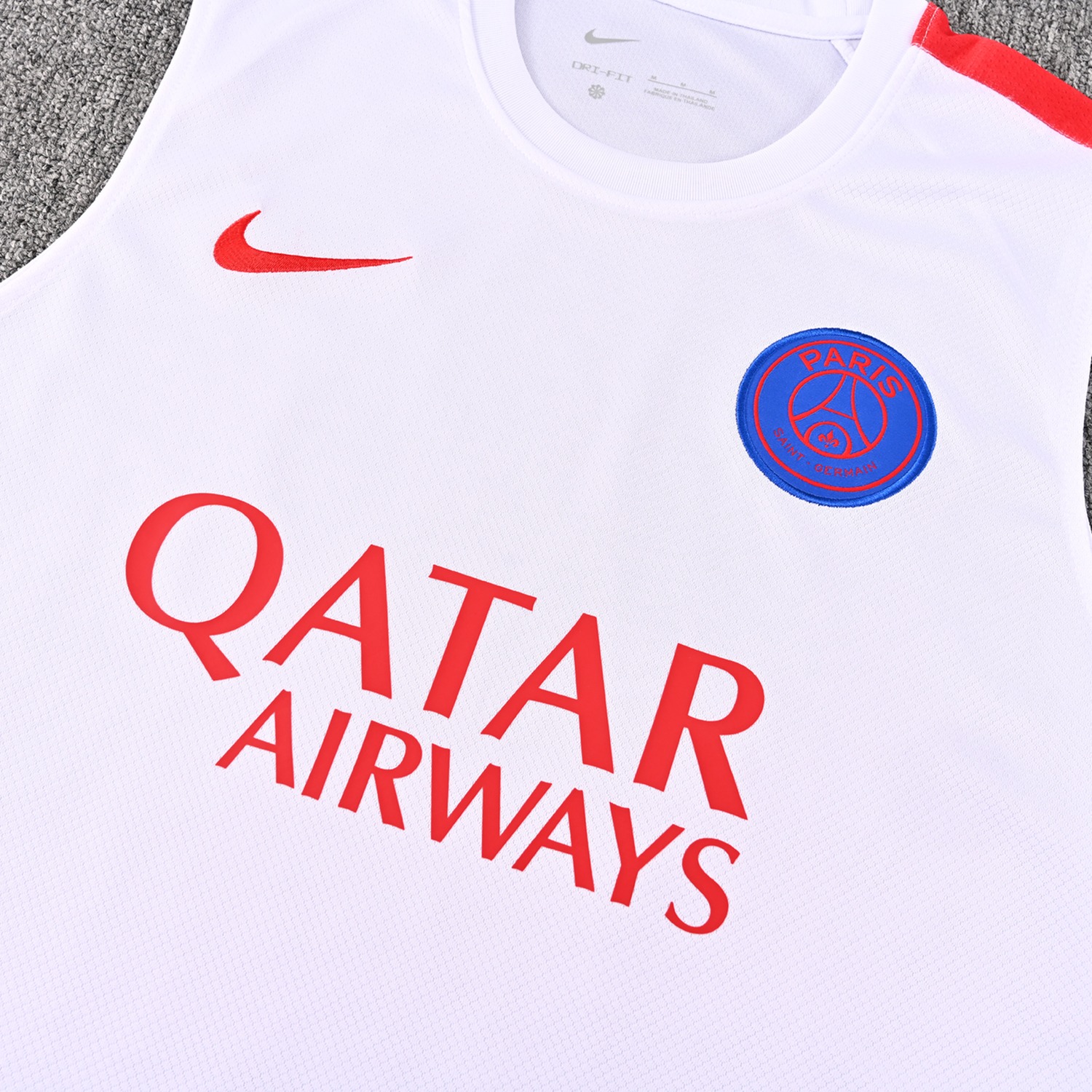 Paris Saint-Germain PSG 26-27 Vest Training Set - White With Red Accents Vest and Black Shorts - UnitedFutballJersey