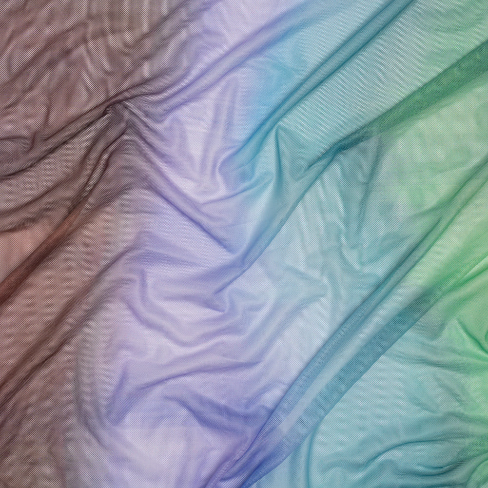 Stretch Polyester Mesh - Aqua Blue, Brown and Green Gradient Stripes - Designer Deadstock - Joann Fabrics