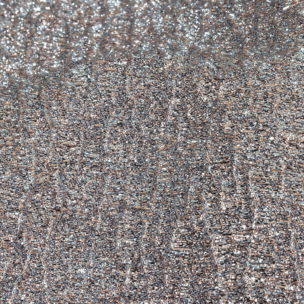 Metallic Baby Blue and Rose Gold Crackle Luxury Brocade with Smooth White Backing - Joann Fabrics