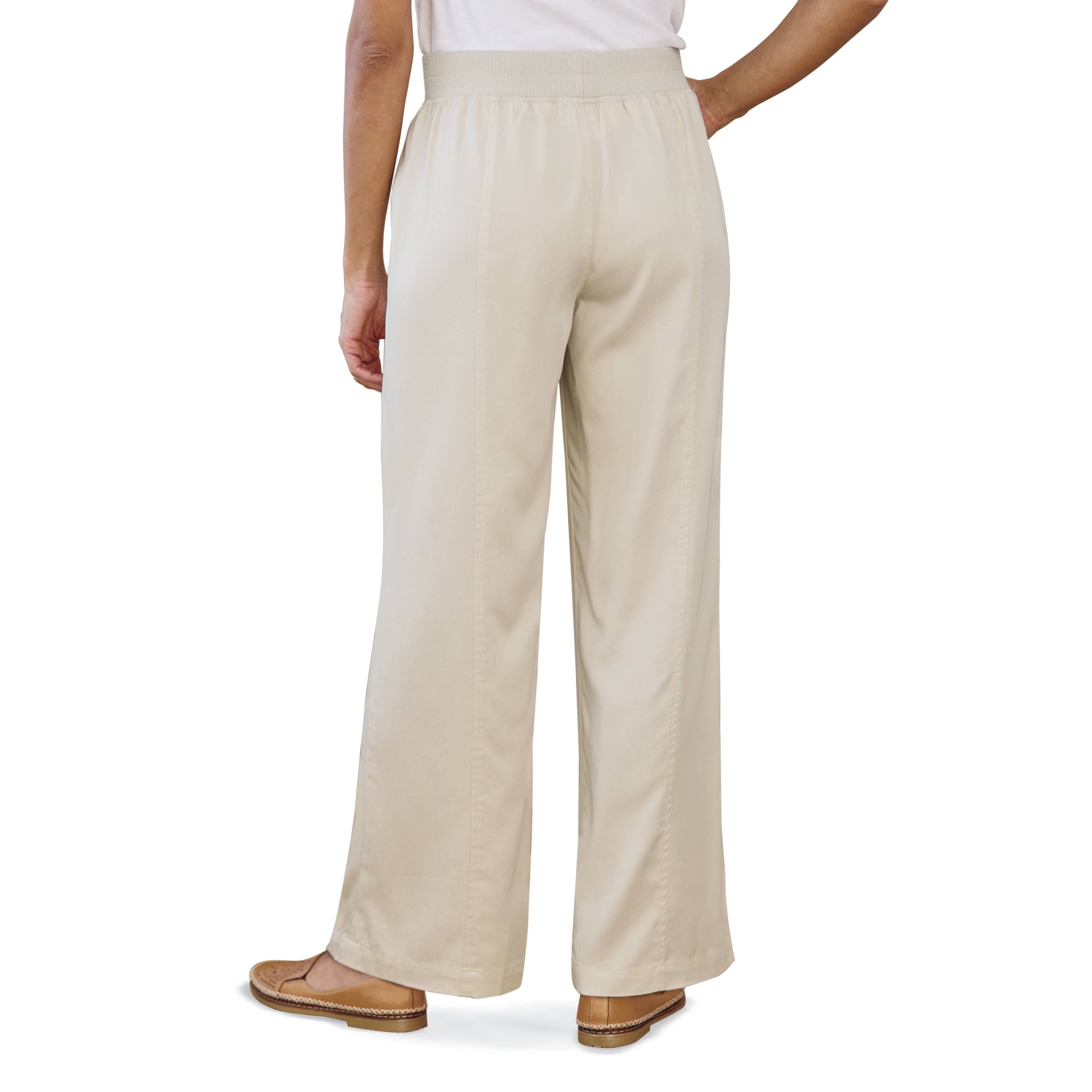 Pull-On Flowy Pants, Stretchy Ribknit Waist, Front Pockets - Northstyle Catalog