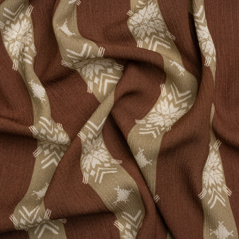 Mood Exclusive Brown Woven in Time Crinkled Gauzy Viscose Crepe - Joann Fabrics