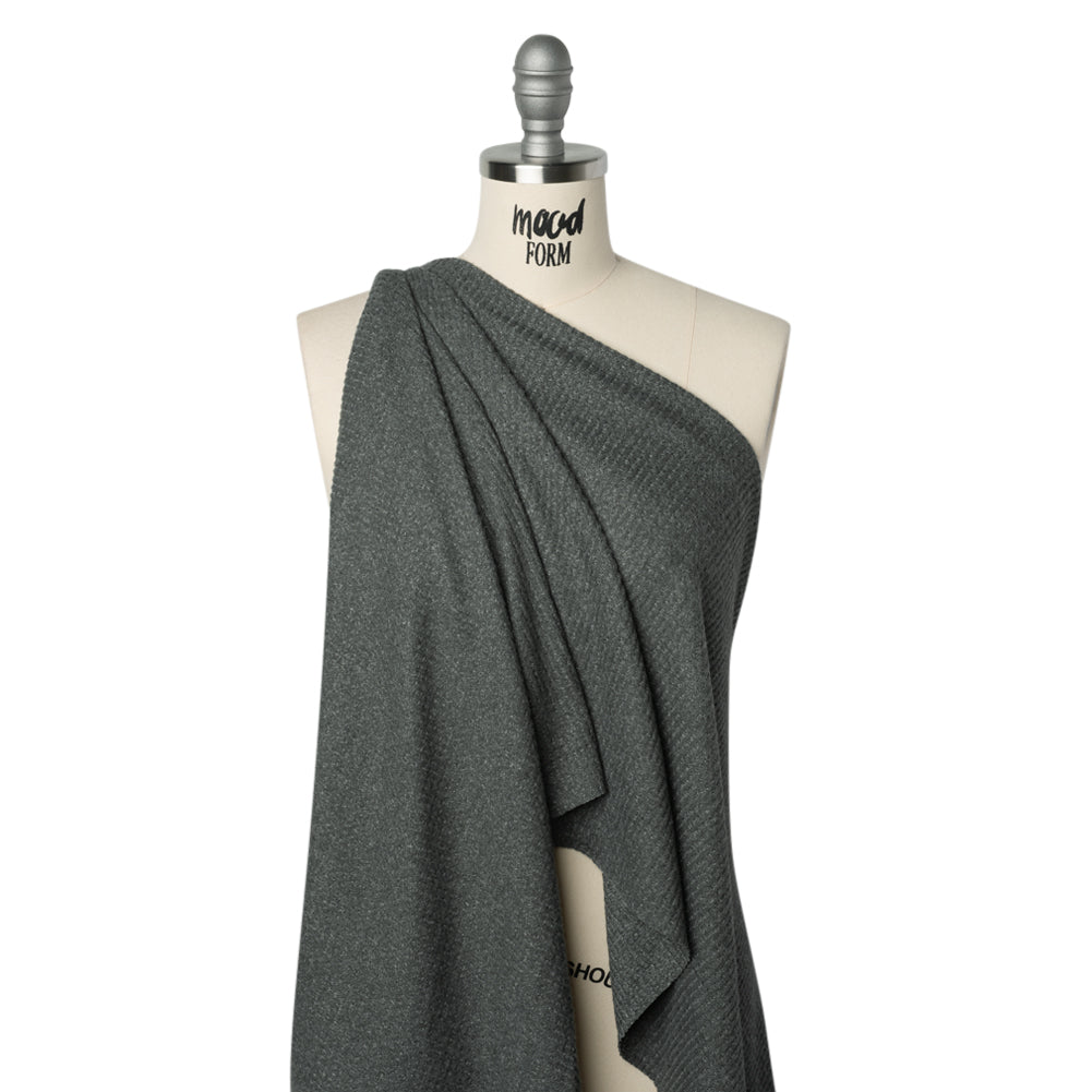 Brushed Stretch Rayon and Polyester Waffle Sweater Knit - Heathered Anthracite Gray - Deadstock - Joann Fabrics