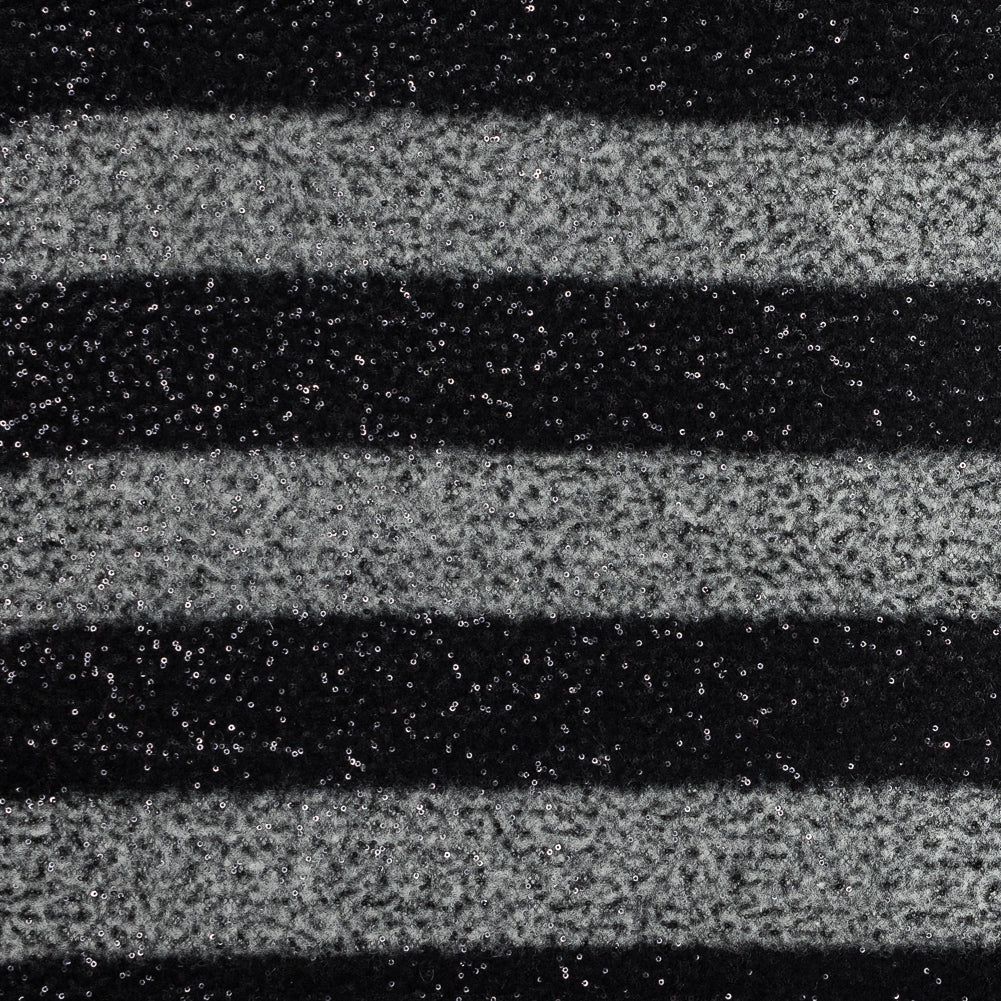 Black and White Awning Striped Wool Blend with Baby Sequins - Joann Fabrics