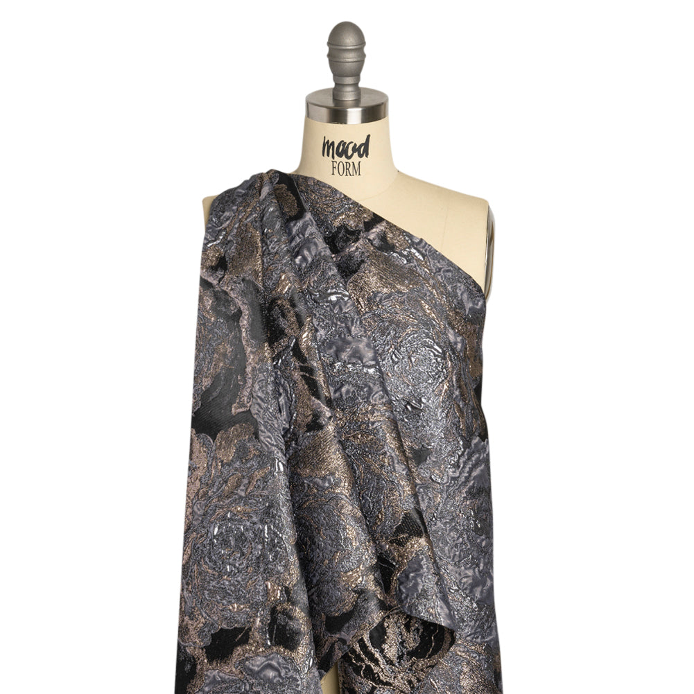 Metallic Gray, Silver and Black Rose Field Luxury Brocade - Joann Fabrics
