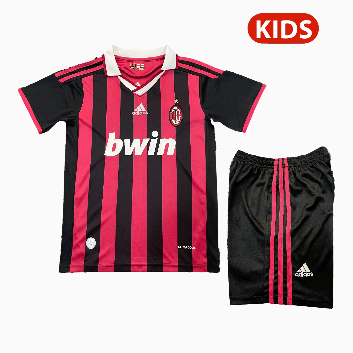 Retro AC Milan 2009-10 Home Red Kids Kit - UnitedFutballJersey