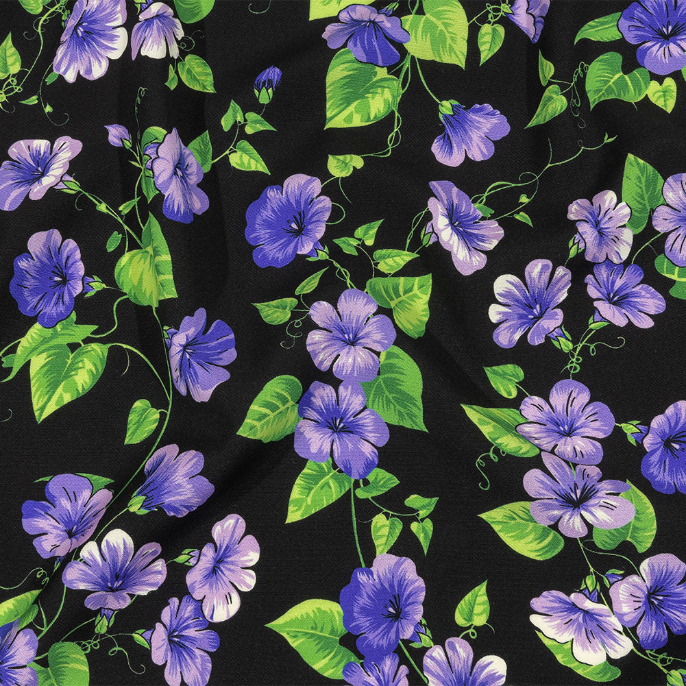 Balenciaga Italian Purple, Vibrant Green and Black Violets Virgin Wool Twill - Joann Fabrics