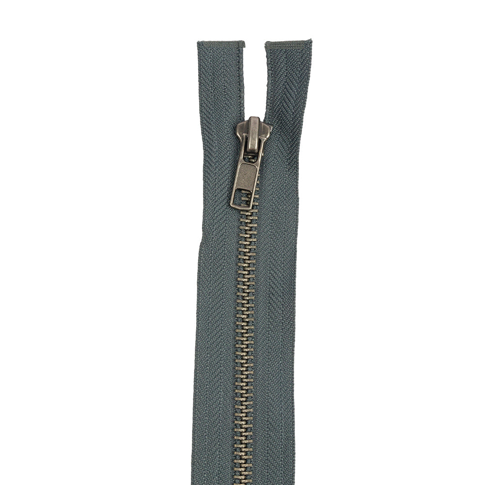 Steel Gray and Matte Gunmetal T5 Open End Metal Zipper with Two Pulls - 36