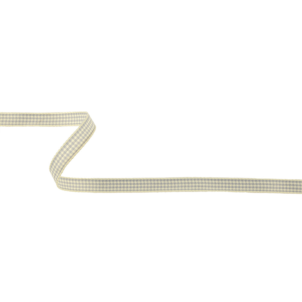 Cool Gray and Cannoli Cream Houndstooth Check Woven Ribbon - 0.375