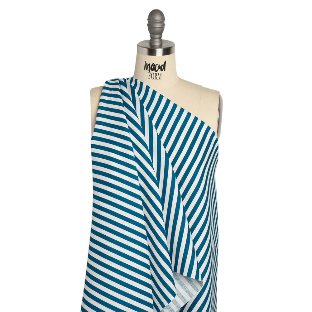 Medium Weight Linen Woven - Teal Stripes - Lydia Collection - Joann Fabrics