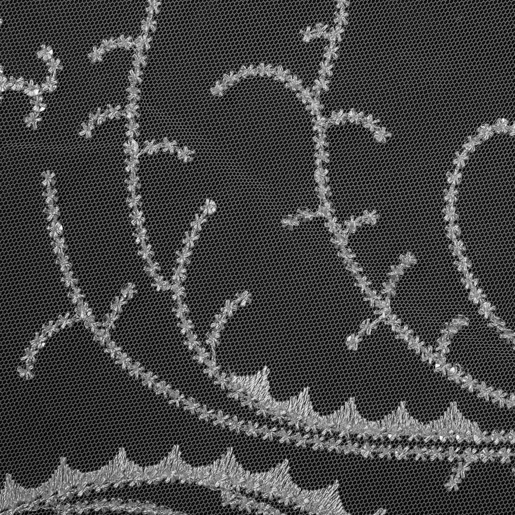Embroidered Tulle with Sequins - Off White Fancy Swirls - Joann Fabrics