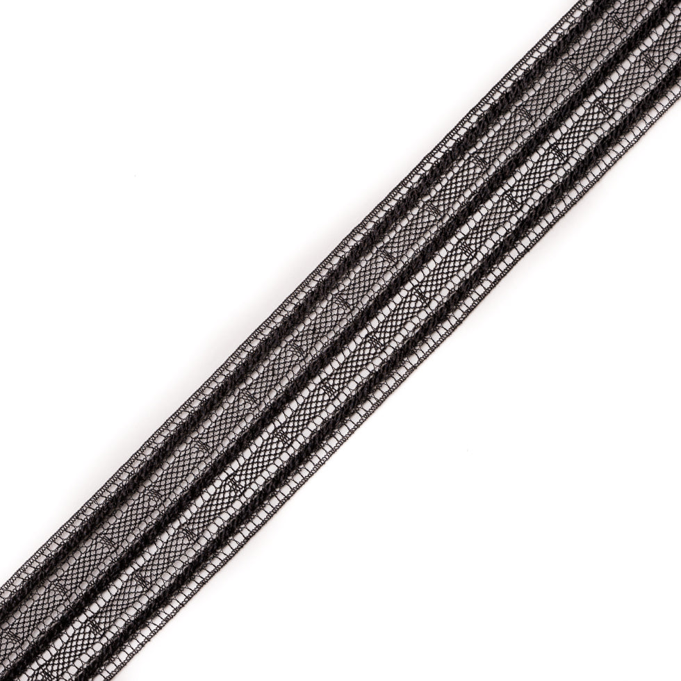 European Metallic Black Lace Trim - 2.5