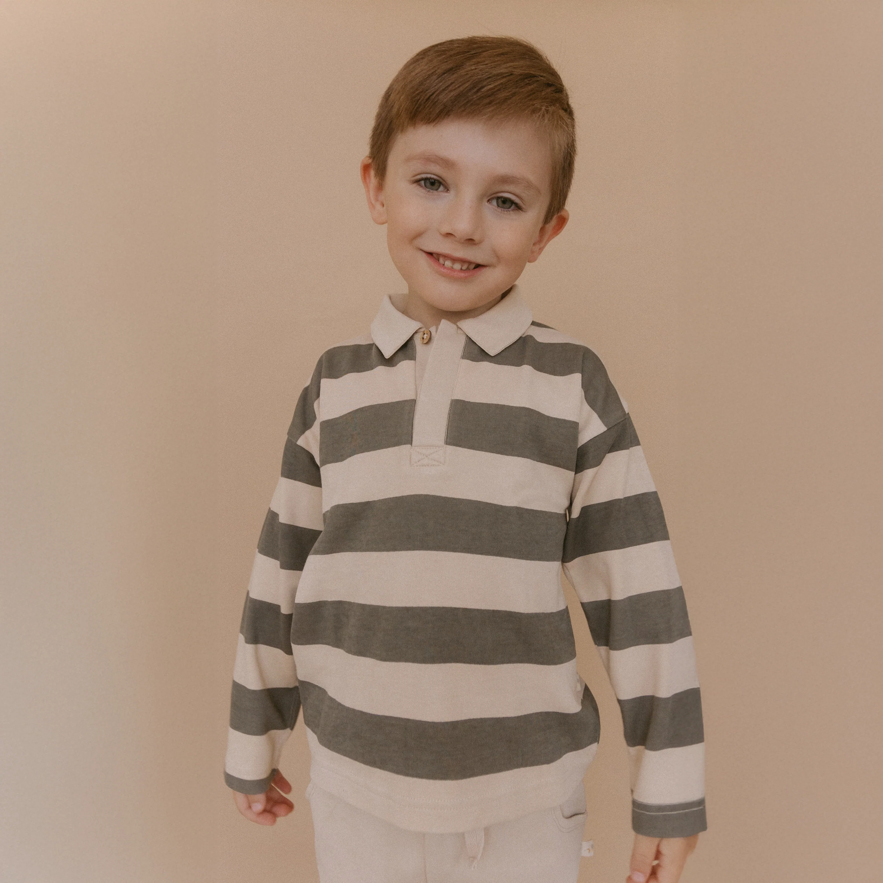 Organic Long Sleeve Polo - Bold Stripes