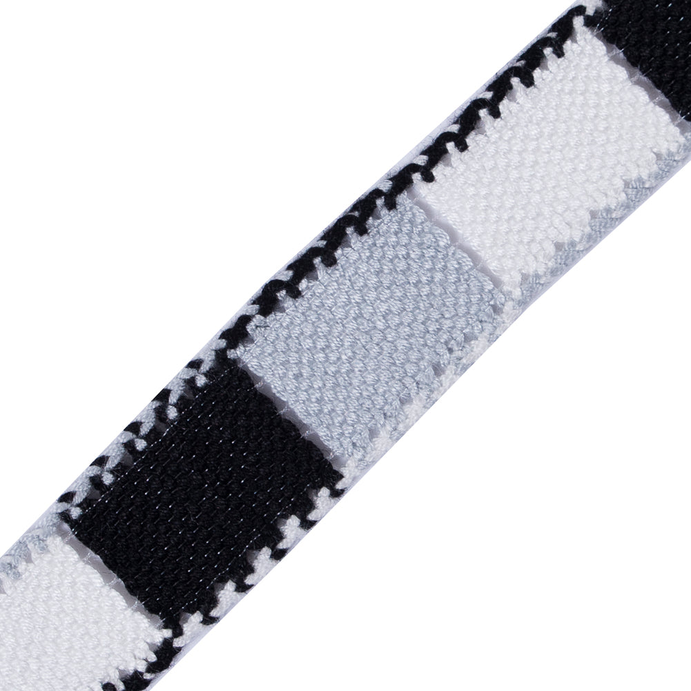Black, Grey and White 3-Tone Crochet Trim - 1.25
