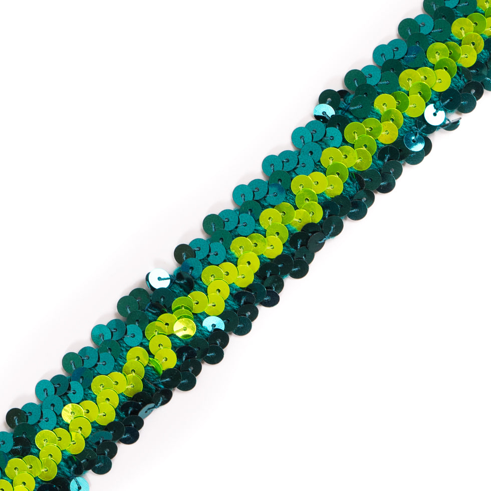 Teal/Green Stretch Sequin Trim - 1
