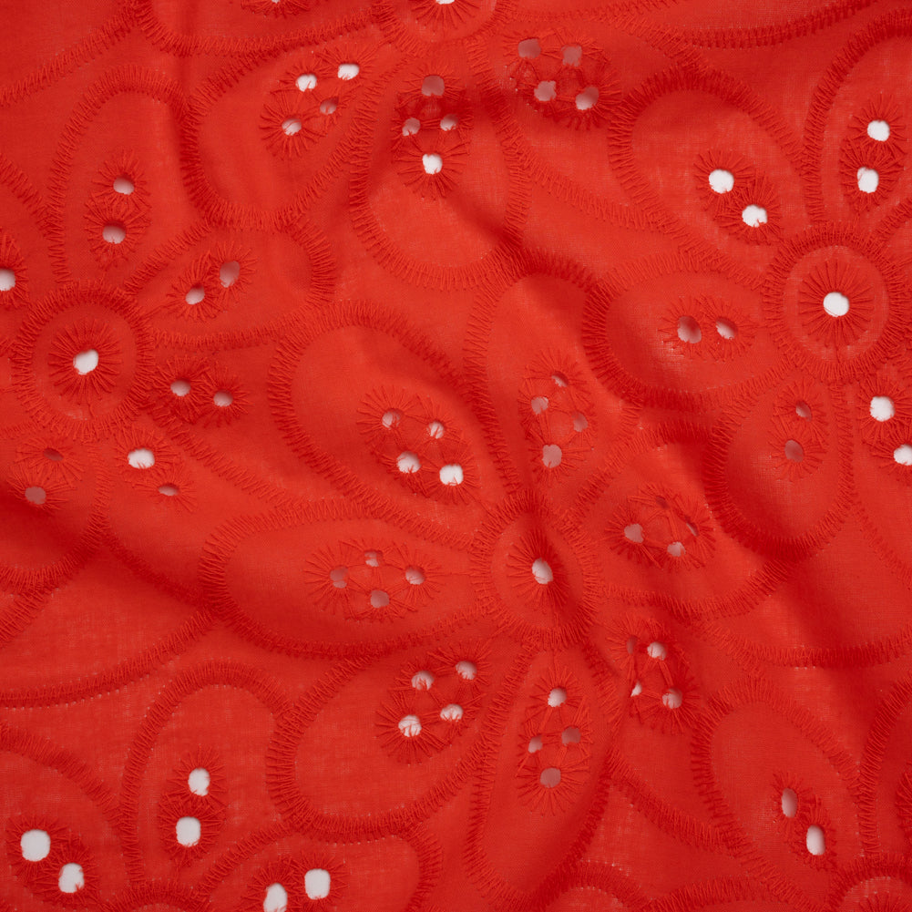 Embroidered Eyelet Cotton Voile - Red Big Flowers - Naomi Collection - Joann Fabrics