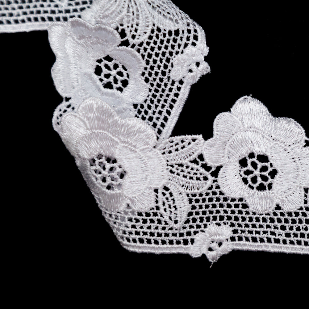 European White Floral Venise Lace Trim - 2.25