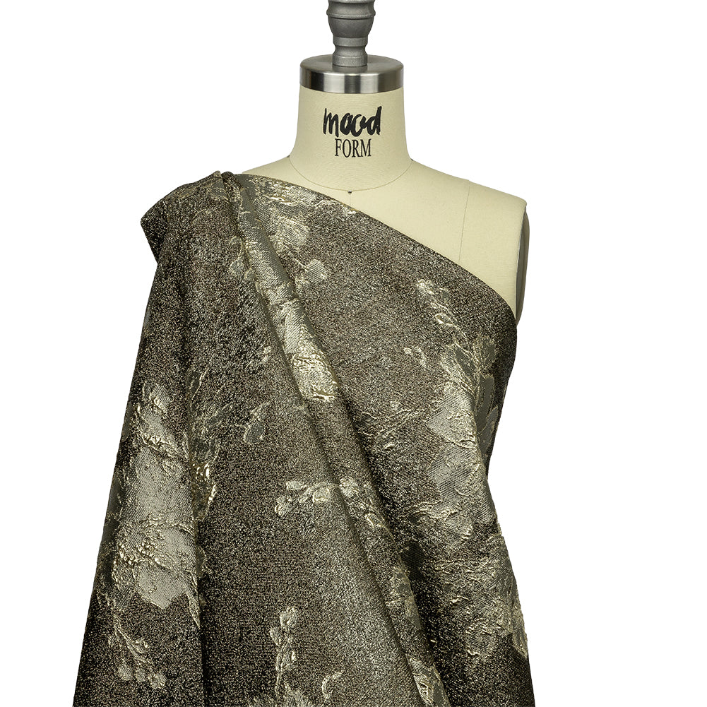 Metallic Graphite and Gold Crackled Floral Luxury Brocade - Joann Fabrics