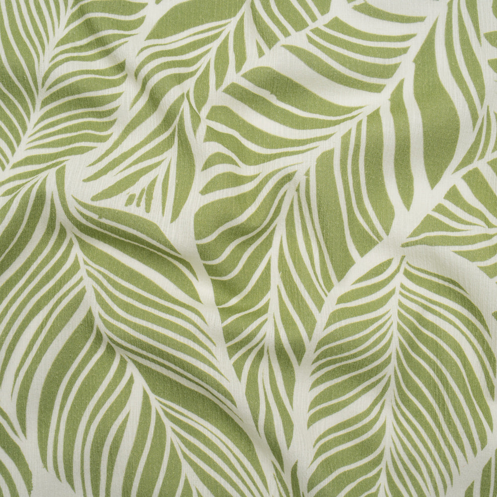 Slubbed Gauzy Cotton Woven - Green and White Leaves - Mood Exclusive Spring Sonnet Print - Joann Fabrics