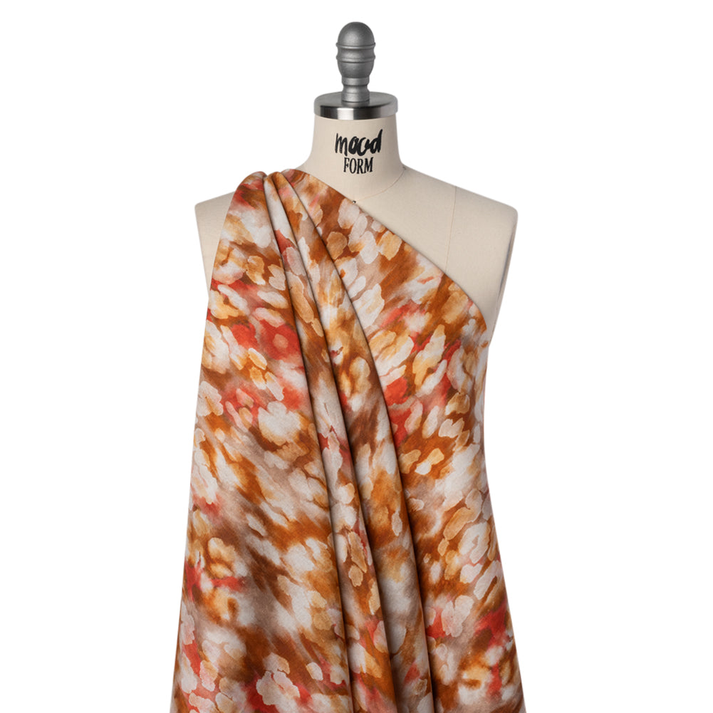 Linen and Rayon Woven - Burnt Orange, Coral Red and White Cloudy Spots - Mood Exclusive Mottled Mists Print - Joann Fabrics