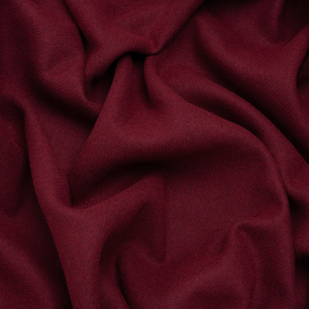 Recycled Brushed Wool Blend Twill Coating - Wine Red - Made in Italy - Maeve Collection - Joann Fabrics