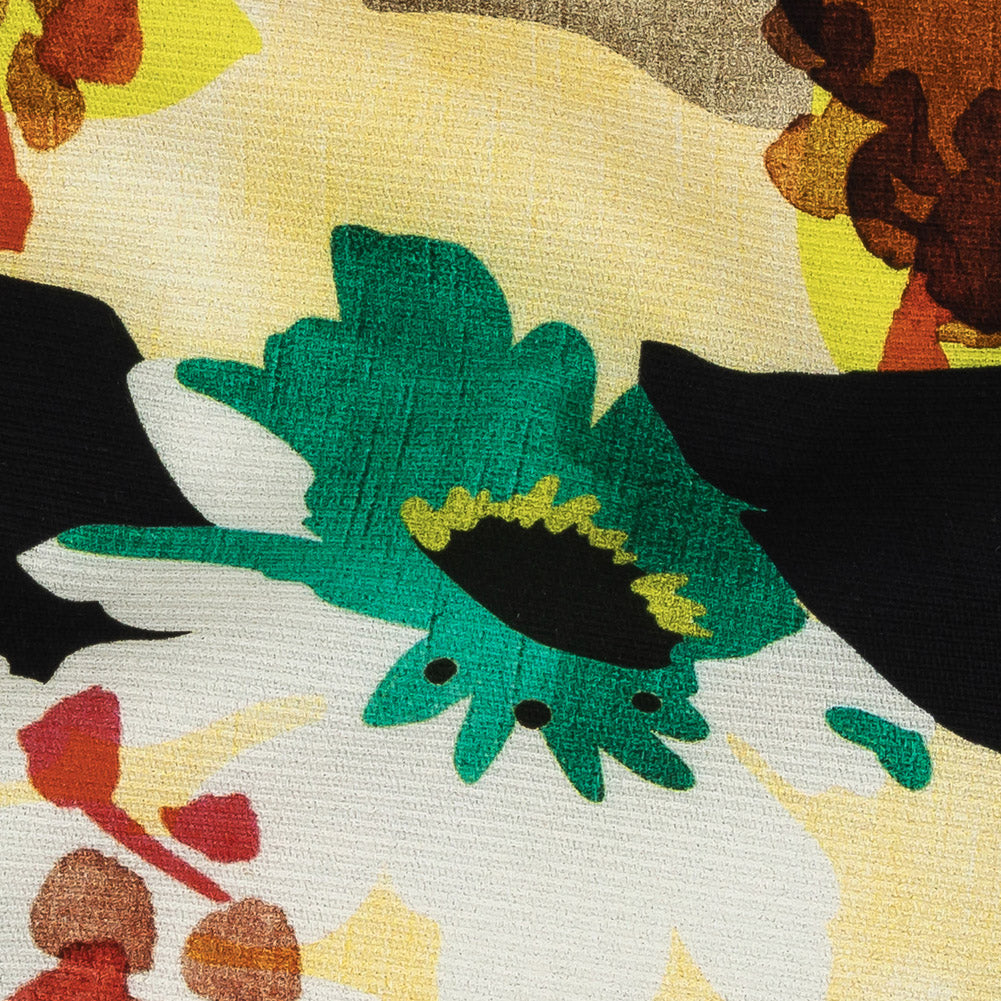 Mood Exclusive Lime and Red Gerbera Greeting Stretch Cotton Ottoman - Joann Fabrics
