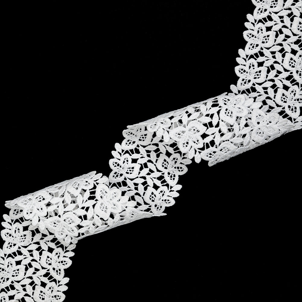 White Flowering Vines Venise Lace Trim - 2.375