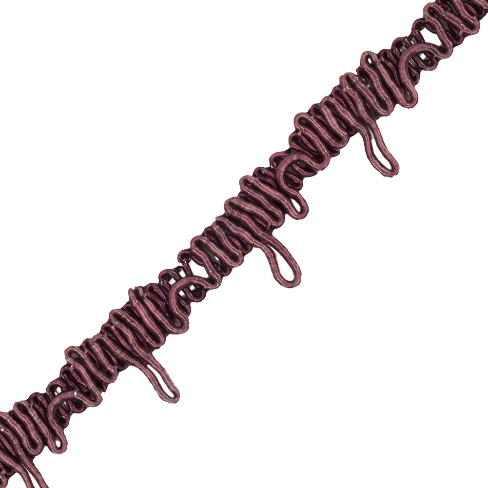 Famous NYC Designer Plum Wine Button Loop Gimp Braided Trim - 0.75