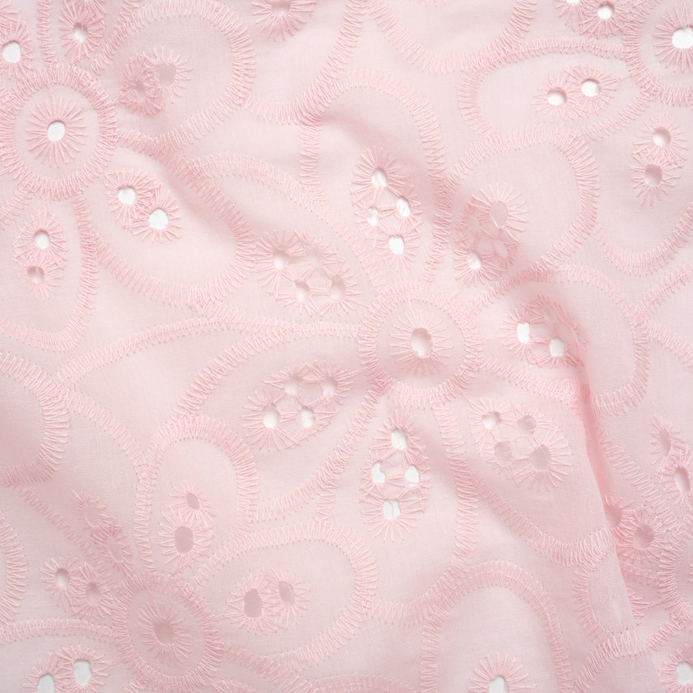 Embroidered Eyelet Cotton Voile - Baby Pink Big Flowers - Naomi Collection - Joann Fabrics