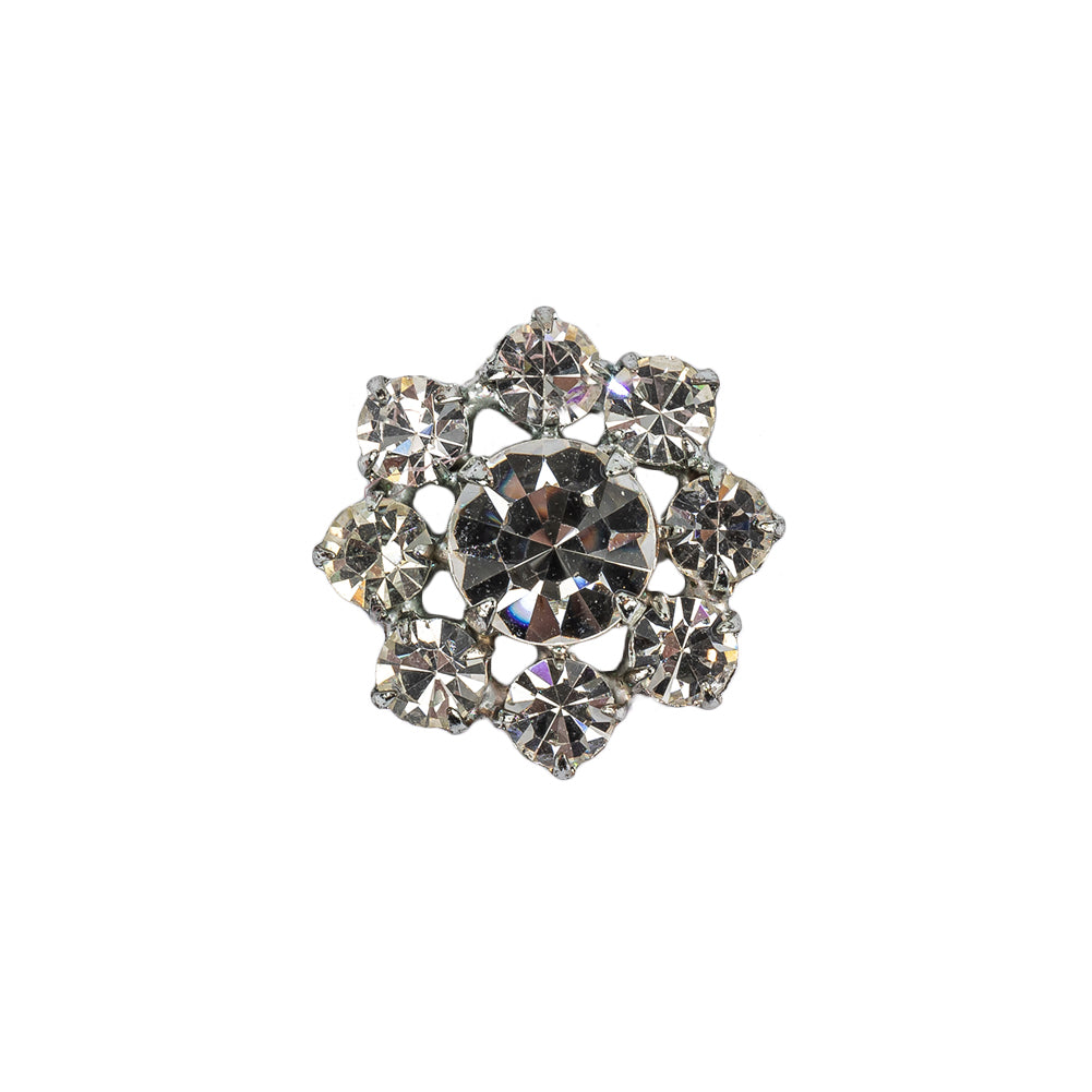 Vintage Swarovski Crystal Rhinestones and Silver Metal Floral Shank Back Button - 30L/19mm - Joann Fabrics