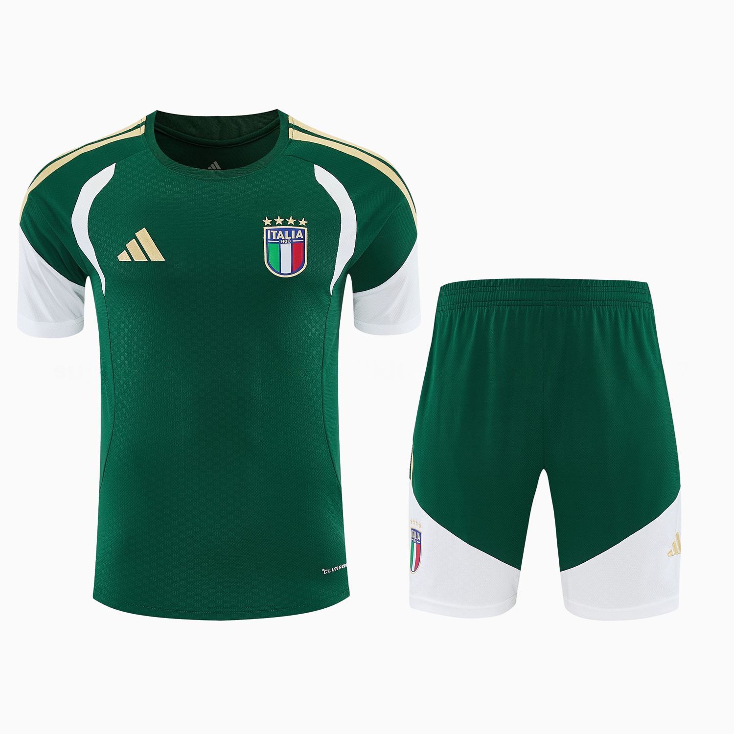 Italy 2026 Short-Sleeve Training Set - Green With White Top & Green With White Pants - UnitedFutballJersey
