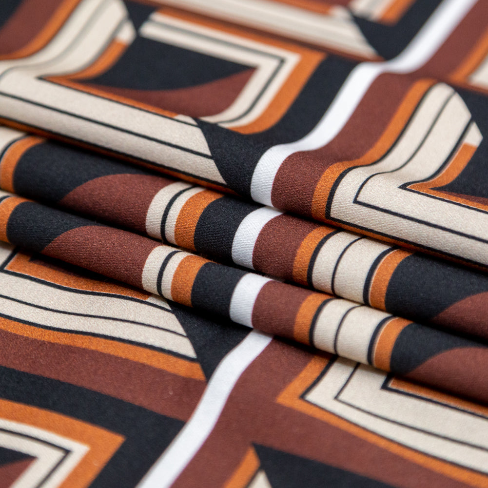 Stretch Cotton Sateen - Brown Geometric Squares - Corn Maze Print - Mood Exclusive Harvest Collection - Joann Fabrics